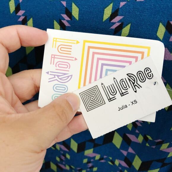 Lularoe XS NWT Womens Julia Unicorn Gray Blue Print Midi Dress - Picture 4 of 6